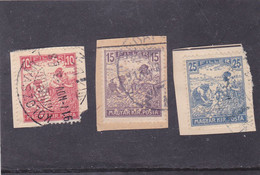 FRAGMENT 3 Stamps Commercial Patent,diff Perfin,perfores HUNGARY. - Perforés