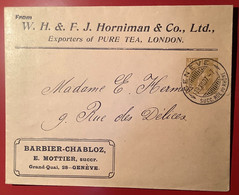 Privatganzsache: HORNIMAN TEA LONDON Tellknabe Umschlag GENÉVE 1907 (Schweiz Thé Private Postal Stationery Tee - Postwaardestukken