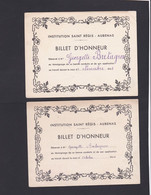 2 Billets D'honneur De L'institution Saint Régis à Aubenas (Ardèche) - Diploma's En Schoolrapporten