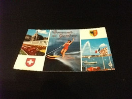 SCI NAUTICO SCI ACQUATICO Giovane Donna Sorridente SOUVENIR DE GENEVE VEDUTE SVIZZERA - Ski Nautique