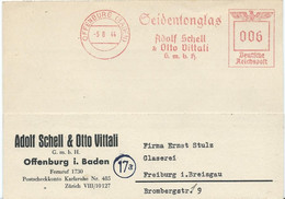 CARTE POSTALE COMMERCIALE 1944 AVEC EMA ROUGE SEIDENTONGLAS OFFENBURG (BADEN) - Briefe U. Dokumente