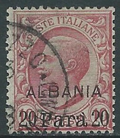 1907 LEVANTE ALBANIA USATO EFFIGIE SOPRASTAMPATO 20 PA SU 10 CENT - RF16-9 - Albania