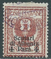 1915 LEVANTE SCUTARI D'ALBANIA USATO AQUILA SOPRASTAMPATO 4 PA SU 2 CENT RF28-7 - Uffici D'Europa E D'Asia