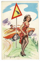 CPA Illustrator Illustrateur Humour Louis Carrière Automobile Auto Pin Up Lady Girl Bas Porte-Jarretelles Coquine - Carrière, Louis