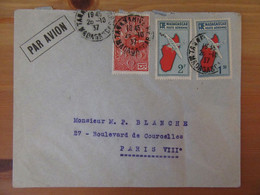 Enveloppe Madagascar (Tananarive) Vers Paris Par Avion - Timbres YT N°166 Et PA N°3 Et 5 - 1937 - Brieven En Documenten