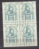 Z1848 - VATICANO SASSONE N°586 - VATICAN Yv N°604 Quartina Bloc - Gebraucht