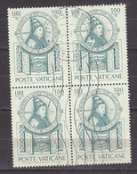 Z1848 - VATICANO SASSONE N°586 - VATICAN Yv N°604 Quartina Bloc - Used Stamps