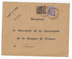 TULLE Corrèze Lettre Entête Banque De France 40c Fashi 10c Blanc Yv 233 271 Ob 27 4 131 - Brieven En Documenten