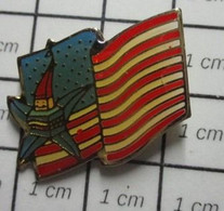 1316c Pin's Pins / Beau Et Rare / THEME : JEUX OLYMPIQUES / ALBERTVILLE 92 MASCOTTE + DRAPEAU USA Pas Top - Jeux Olympiques