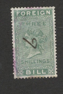 GB - USED REVENUE STAMP - FOREIGN BILL - THREE SHILLINGS - Fiscale Zegels