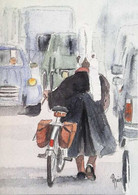 ► CPSM  Aquarelle Yves Agaisse  Série Bigoudène Vélo Cycle Citroen 2 CV - Andere Illustrators