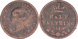 Grande-Bretagne - 1842 - Half Farthing - Reine VICTORIA - 05-259 - A. 1/4 - 1/3 - 1/2 Farthing