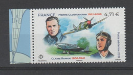 FRANCE / 2021 / Y&T PA N° 85a ** : Pierre Clostermann & Claire Romain (du Feuillet De 10 TP) X 1 BdF G - 1960-.... Mint/hinged