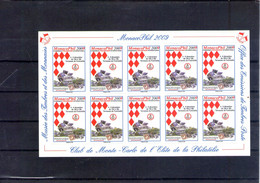 Monaco. Feuillet De 10 Vignettes Monacophil 2009 - Lettres & Documents