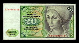 Alemania Germany Fed. Rep. 20 Marks 1980 Pick 32d Prefijo GN BC/MBC F/VF - 20 Deutsche Mark