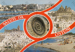 CARTOLINA  OSTUNI,BRINDISI,PUGLIA,SALUTI,MEMORIA,STORIA,CULTURA,RELIGIONE,IMPERO ROMANO,BELLA ITALIA,VIAGGIATA 1984 - Brindisi