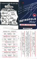 Bruxelles Brüssel 1952 Deco Petit Livre A7 20 Pages D' Hotel Metropole "Trains Principaux" - Europa