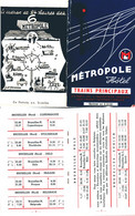 Bruxelles Brüssel 1952 Deco Petit Livre A7 20 Pages D' Hotel Metropole "Trains Principaux" - Europe