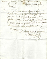 PAPETIERS  ARDECHE De Lyon 1782 Marque Postale Lyon Par Bernhard => Johannot Fabricant De Papiers à Annonay V.HISTORIQUE - ... - 1799