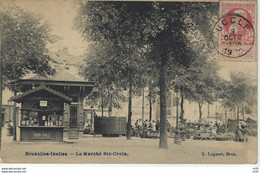 BELGIQUE - BRUXELLES - IXELLES - Le Marche Ste Croix ( Cachet Postal UCCLE 1909 Sur Timbre Roi Leopold II ) - Ixelles - Elsene