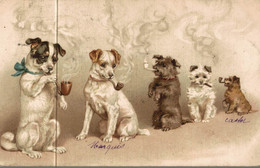 Illustrateur Chiens Fumant La Pipe - Honden