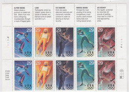 Sc#2807-2811, 29-cent Winter Olympics 1994 Issue Plate Number Block Of 4 MNH Stamps, Skiing Bobsled Hockey Skating - Números De Placas