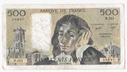 500 Francs Pascal 3 – 1 – 1985, Alph. H.221 N° 38997 - 500 F 1968-1993 ''Pascal''