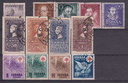 ESPAÑA 1950 EDIFIL Nº 1070/1087 AÑO COMPLETO USADO, 13 SELLOS, CON SERIE CORTA DEL CENTENARIO SIN SERIES VIAJE A CANARIA - Années Complètes