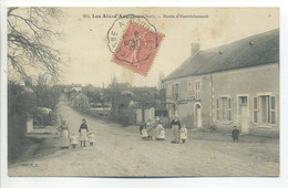 CPA 18 Cher - Les AIX D'ANGILLON - Route D'Henrichemont - Belle Animation, Enfants - Cachet Convoyeur "Bourges à Cosne" - Les Aix-d'Angillon