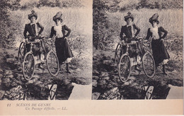 CARTE STEREO(UN PASSAGE DIFFICILE) BICYCLETTE - Cartes Stéréoscopiques