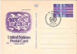United Nations Postal Card Series Of 1977  - GENEVE PREMIER JOUR  27-6-77 - Lettres & Documents