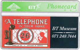 ENGLAND : BTC072 20u BT Telephone Museum ( Batch: 302E36103) MINT - BT Emissions Générales