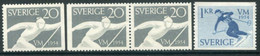 SWEDEN 1954 Nordic Skiing Championships MNH / **.  Michel 388-89 - Unused Stamps