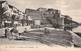 CPA Calvi - Corse - Le Quai Et La Citadelle - LL - Pecheur - Filet - Palmier - Oblitérée à Calvi Le 26 6 10 - Autres & Non Classés