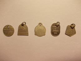 Lot Van 5 Oude Gemeentepenningen Honden Taks Penning Medaille 70s En 80s Uit Antwerpen - Hondenpenning - Autres & Non Classés