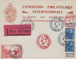 Enveloppe Commémorative Expo De 1929 Paire De Carnet Le Havre Vignette Rouge Cachets Noirs Et Rouges 25.05 1929 - 1927-31 Caisse D'Amortissement