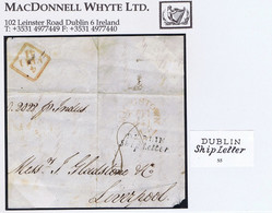 Ireland Maritime Dublin 1841 Front And Part Back KINGSTOWN FE 11 1841 And DUBLIN/Ship Letter On Face - Prefilatelia