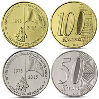 ANGOLA 50 AND 100 KWANZAS SET 2 COINS 40th ANNIVERSARY OF INDEPENDENCE 2015 UNC - Angola