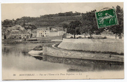 CPA  77  MONTEREAU  1912   VUE SUR L YONNE ET PLACE NAPOLEON - Montereau