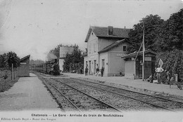 CPA 88 CHATENOIS LA GARE ARRIVEE DU TRAIN DE NEUFCHATEAU (cpa émail - Other & Unclassified