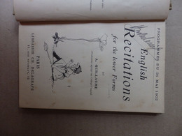 Livre (petit Format) 156 P. "English Récitations" A. Guillaume 1902 - Poésie/Pièces De Théâtre