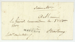 Marechal Kellermann (1735-1820) Mayence 1813 Mainz Lettre Avec Contreseing Pour Franchise - Army Postmarks (before 1900)