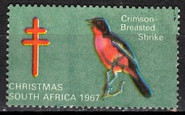 Afrique Du Sud 1967 Timbre De Bienfaisance - Gonolek Rouge Et Noir (Laniarius Atrococcineus) - Songbirds & Tree Dwellers