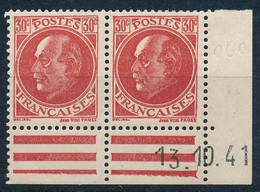 France-Maréchal Pétain 30c Rouge (type Prost) YT 506 ** Paire Avec Date - Neufs