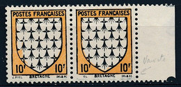 France-Armoirie De Bretagne YT 573a * (paire Avec Variété EL) - Neufs