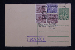 INDE - Entier Postal + Complément De Tiruvettipuram-Cheyyar Pour Paris En 1951 - L 124438 - Brieven En Documenten