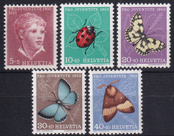 MiNr. 575 - 579 Schweiz 1952, 1. Dez. „Pro Juventute“ Insekten (III) - Postfrisch/**/MNH - Ungebraucht