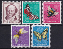 MiNr. 602 - 606 Schweiz 1954, 1. Dez. „Pro Juventute“ Insekten (V) - Postfrisch/**/MNH - Ungebraucht