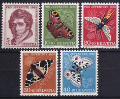 MiNr. 618 - 622 Schweiz 1955, 1. Dez. „Pro Juventute“ Insekten (VI) - Postfrisch/**/MNH - Ongebruikt