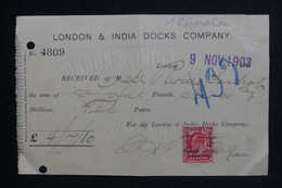 ROYAUME UNI - Document De Londres Avec Fiscal En 1903 - L 124542 - Fiscaux